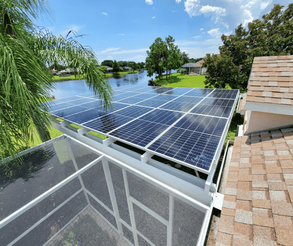 solar panels on a pergola