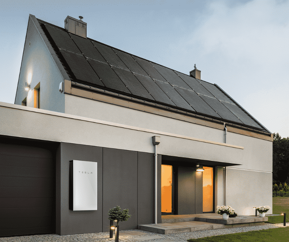 Tesla Powerwall: Save and Store Solar 1 tesla powerwall and roof on house
