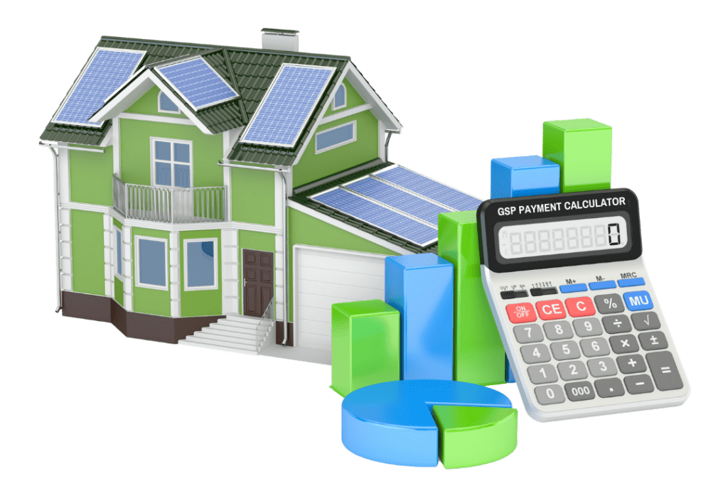 solar payment calculator with home with solar panels