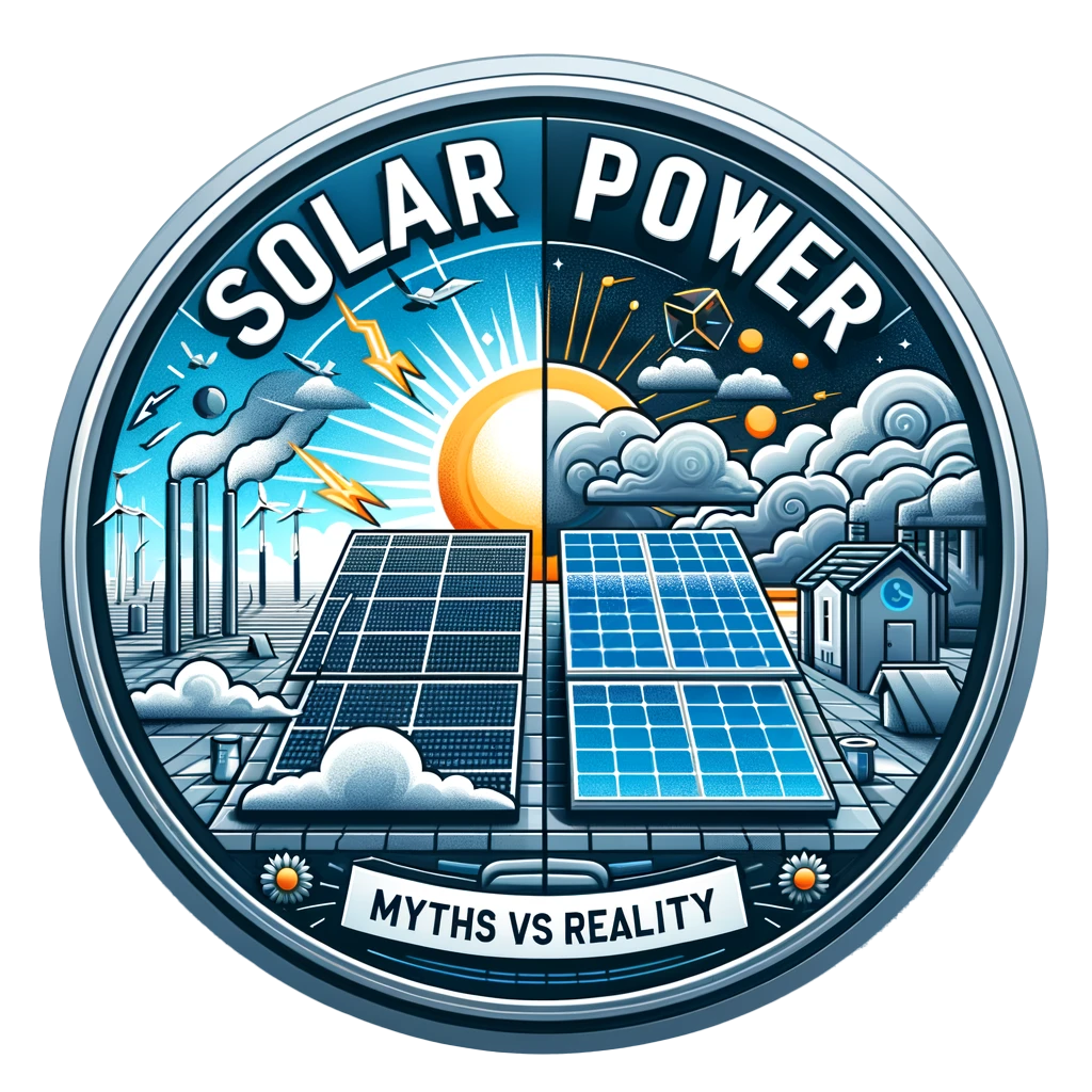 emblem showing solar power myths vs reality