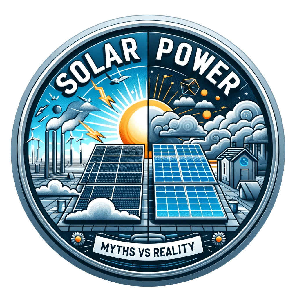 emblem showing solar power myths vs reality