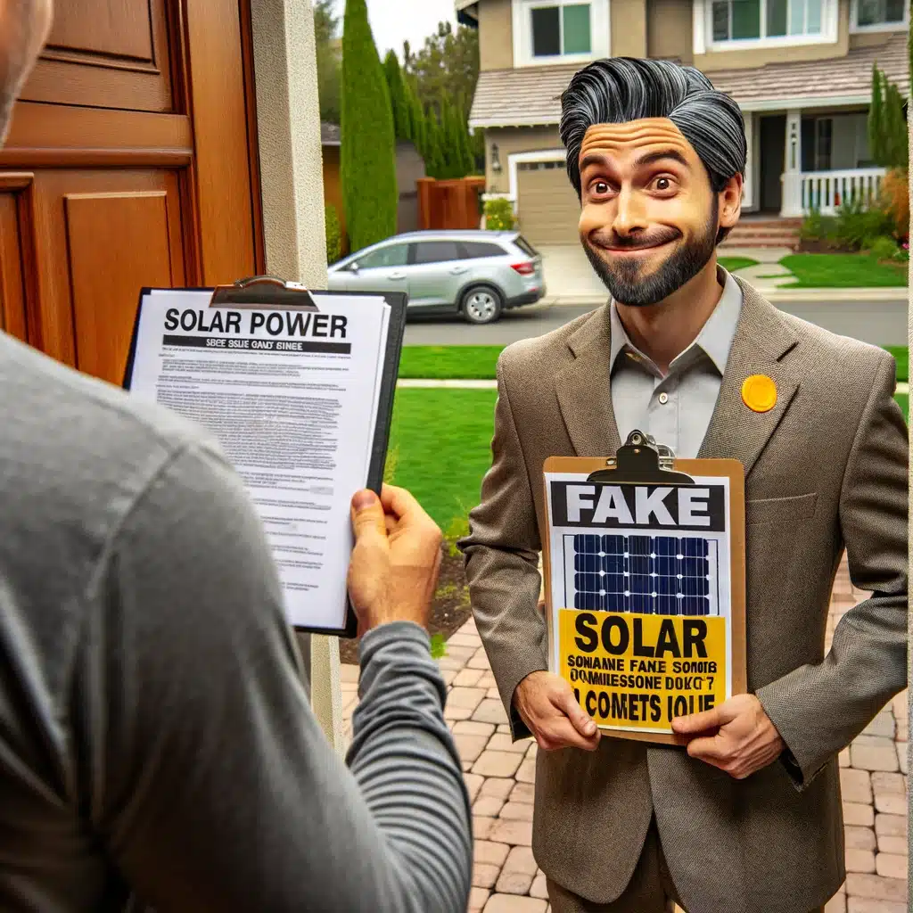 shady sales guy selling solar