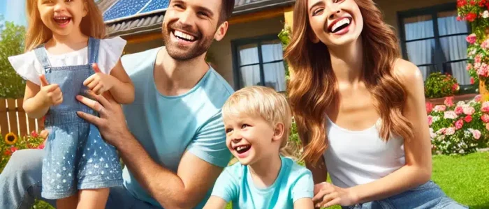 Happy Family With Solar Home