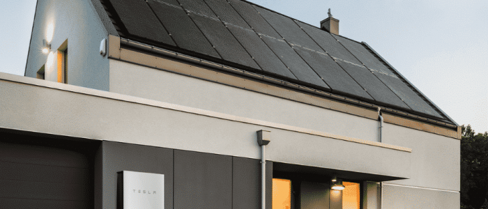 tesla powerwall and roof on house