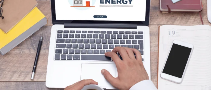 Solar energy page on a laptop